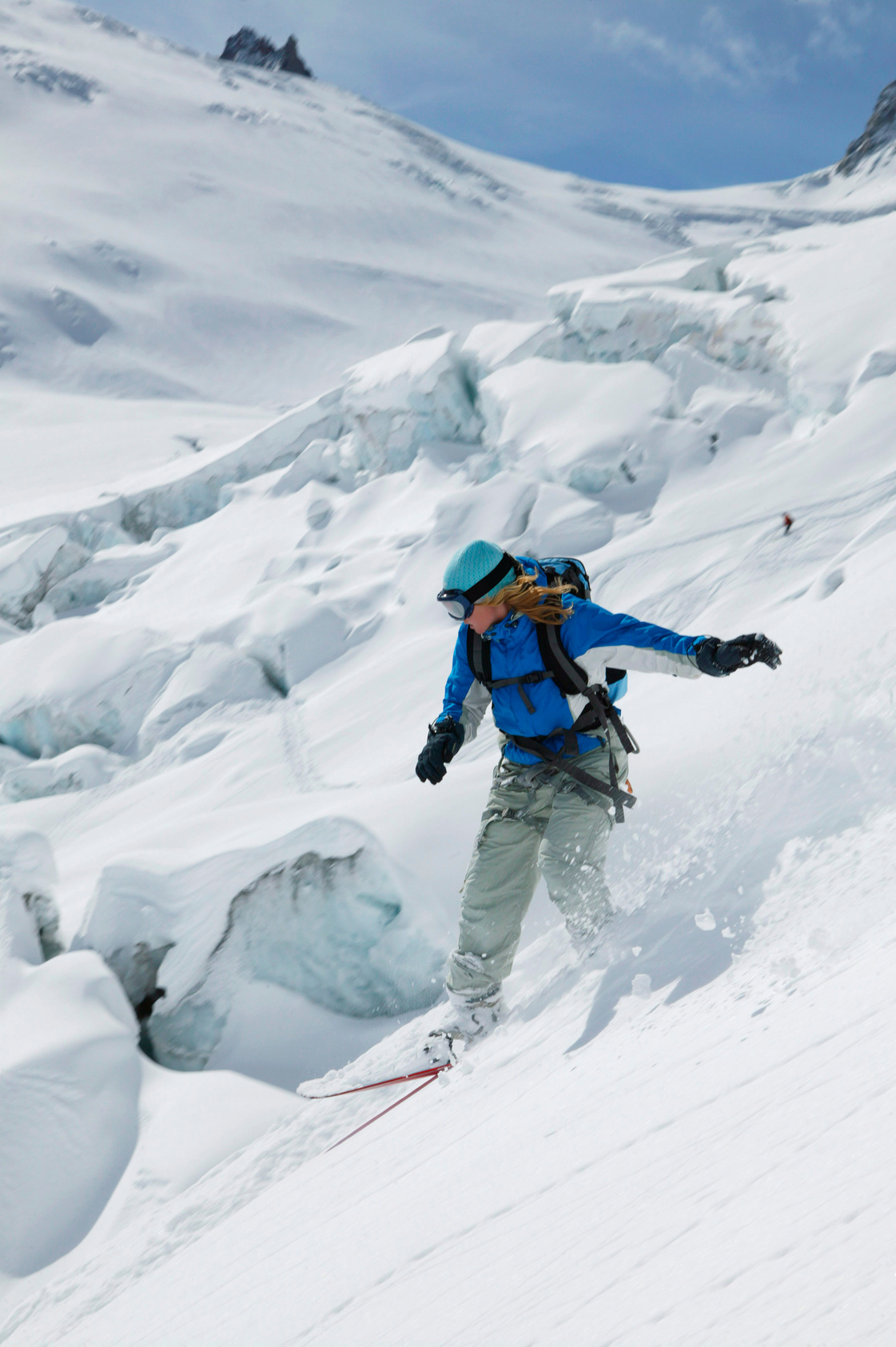 Woman snowboarding